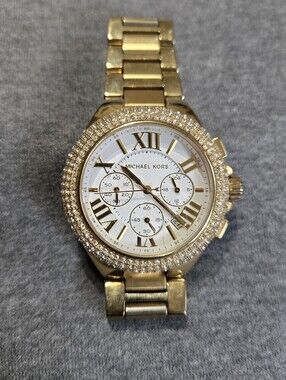 MICHAEL KORS Camille Womens Gold Chronograph Watch MK 5756 Classic Style